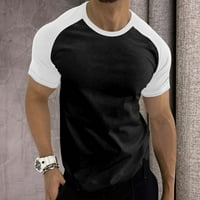 Košulje za vježbanje za muškarce Sportski blok u boji Raglan rukavi okrugli vrat Tees crni xxl