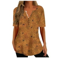 CLLIOS Halloween Košulje Žene Smiješne paukove mrežne majice Termeny Trendy Bluza s kratkim rukavima