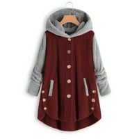 Miayilima ženska jakna kaputa kaputi za žene Ležerne prilike, zimski pad dugih rukava izrez crveni xxl