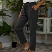 Oalirro pantalone za žene Ležernesene jeseni sa džepom udobne duge ženske pantalone duge crne boje