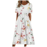 Haljine za žene Žene Ljeto Ležerne prilike Modni cvijet Štampano kratkim rukavima Pocket Džepna haljina