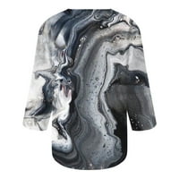 HVYesh ženski ležerni rukav dressy gumb V izrez Tunika košulja Trendi mramorni print radovi na majicama