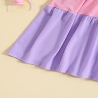 Bagilaanoe Little Girl Ljetna haljina kontrastna boja muta A-line haljine + crossbody torba 3t 4t 5t