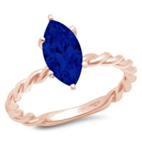 2.0ct Marquise rez plavi simulirani plavi safir 18K ružičasti ružičasti zlato graviranje izjava godišnjica angažmana vjenčana prstena veličine 3,5