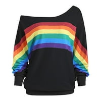 Corashan ženski casual vrhovi Žene Casual Loose dugih rukava Rainbow Ispis puloverske majice Dukseri