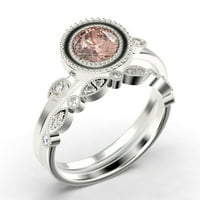 Prekrasna Art Nouvea 1. CT rubni morgalni i dijamantski morska zaručnički prsten, boho moissinite vjenčani