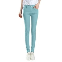 Plus size Žene casual pantalone sa džepovima Ženske modne hlače Žene visokog uspona Jean Classic Solid