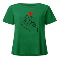 Ženska casual majica Love Finger Heart Ispiši kratke rukave