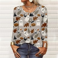 Tking modni vrhovi dugih rukava za žene Crewneck Halloween košulje za print casual gumb za bluza s smećem