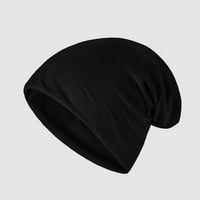 Xinqinghao Trendy obložen topli šeširi Headwear Beanie HATS običan čarapa šešir crna