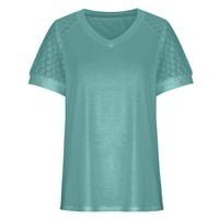 Žene ljetne vrhove Clearence V rect T majice Puff rukavi na vrhu casual labavog fit pulover blube majica