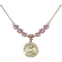 Ogrlica sa pozlaćenom zlatom W Light Rose Pink Oktobar mjesec rođenja Kamene perle i Saint Catherine