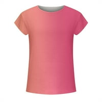 Ženske majice, gradijent boja Ispis kratkih rukava Crew Crt Tee Casual Loot FIT Ljetne majice, Plus