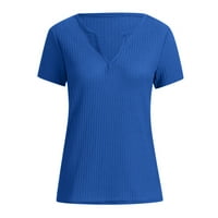Vedolay usjev za žene ženski V izrez čipke Crochet Tunic Tops Flowy Casual Bluzes Majice, plavi s