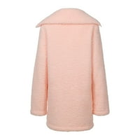 Ženska kaput jakna plus veličina dugih rukava modni topli kaput kardigan zimska čvrsta odjeća ružičasta