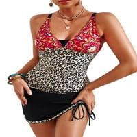 Eloshman Women Tankini setovi bez rukava za kupaći kostim s mojim kupaćim kostimima Leopard Print Dame