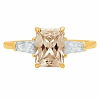 2.0ct smaragdni rezani šampanjac simulirani dijamant 14k žuti zlatni godišnjički angažman kamena prstena veličine 8.25