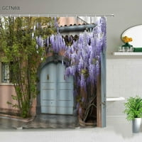 3D europski ruralni grad ulica krajolik ispisa kupaonica Vodootporna tuš za zavjese od poliestera za