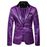 Penkaiy Blezer za muškarce Muška jesen i zimska modna moda Osobe Ležerne prilike, Jakna za odijelo Purple Blazer