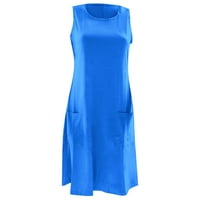 Maxi haljine za žensko izrez za posade Čvrsto boje bez rukava bez rukava Ležerni prsluk za žene