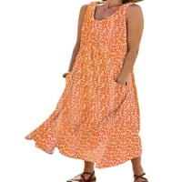 Ljetna haljina luxplum-a cvjetna maxi haljina labava fit rukava bez rukava haljina na plaži sa džepom narančastom xl