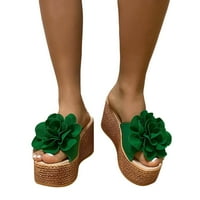 SHPWFBE papuče za žene modne proljeće ljetne sandale kline pete Suede cvijet debeo jedini povremeni