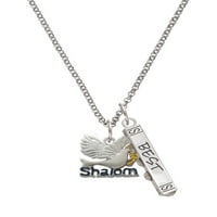 Delight nakit silvertone shalom sa golubicom silverte najbolji prijatelji zauvijek bar šarm ogrlica,