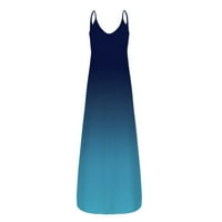 Miayilima maxi haljine za žene gradijentne rukave bez rukava s crnim print maxi haljina casual sandress plaža dugi dres