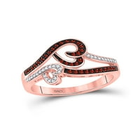 Jewels 10kt Rose Gold Wimens okrugli crvene boje Poboljšani dijamantski prsten za srce CTTW