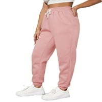 Ženske casual pantalone navodni struk Solid Joggers Baby Pink S