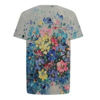 Modna majica za žene za žene Ljeto okrugli vrat kratkih rukava na vrhu tiska labave majice bluza