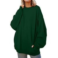 Sinimoko ženski dugi rukav casual crewneck duksev pulover Loose Tuntic vrhovi sa džepovima