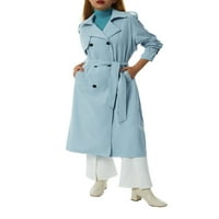Canrulo ženski vodootporni dvostruki kaput Klasični tanki gornji kaput sa pojasom plavim xxl