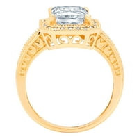 2. CT Sjajni smaragdni rez Clear Simulirani Diamond 18K žuti zlatni Halo Pasijans sa Accenting prstenom