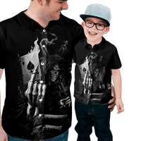 Košulja tema lobanje modni prednji rever ovratnik vrh za odrasle i dijete sa džepom prsa