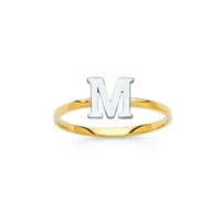 Jewels Lux14k bijelo i žuto zlato Dva tona početno slovo Spakiranje prstena J veličine 7
