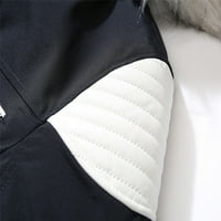 Muški zimski kaput casual krznenog kapuljača od čvrstog kaputa Splice dugih rukava džepni kaput zimski