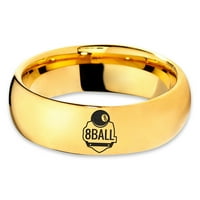 Tungsten 8-kuglični prsten za prsten za muškarce Žene Udobne cipele 18K žute zlatne kupole Polirano