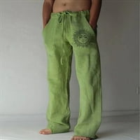 Teretne hlače za muškarce čišćenje Muške novih posteljine hlača navlačenje elastične čvrste boje labave