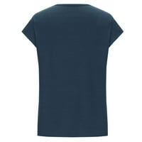 Aoksee modne bluze za žene ljeto V-izrez čipke patchwork kratkih rukava seksi top bluza plava