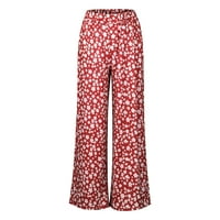 Yubatuo elastične visokog struka Tvrtne pantalone za žene cvjetne tiskane hlače široke noge