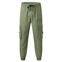 Ketyyh-CHN radne pantalone za muškarce Casual Open Slim Fit ravno čvrste pantalone u boji Vojska zelena, l