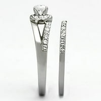 Luxe nakit dizajnira dvodijelni nehrđajući čelik halo ženski vjenčani prsten sa kubnim cirkonijom, veličine