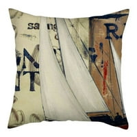 Marinski brod tiskani jastuk za jastuk od pamučnog posteljina jastuk od jastuka Dekorativni za kućni