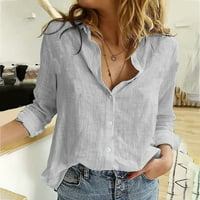 Ženske posteljine majice Ležerne prilike punjene gumne Lapel Bluzes Majica Ljetni vrhovi