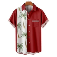 Muška havajska košutna kokosova grafička košulja majica kratkih rukava dolje majica tropske ljetne majice