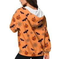 Tking Fashion ženski povremeni Halloween tiskani dukseri dugih rukava sa duksevima Zip Dukseri za žene