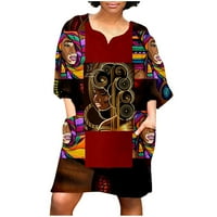 Ženske haljine Ljetni kratki rukav Afrički vintage Print Srednji rukav V izrez Mini casual haljina