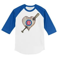 Dojenčad sitni otvor bijeli kraljevski Chicago Cubs Heart Bat Raglan 3 majica s 4 rukava