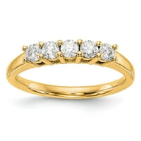 Čvrsta 14k žuto zlato pet kamenih dijamantskih vjenčanih prstena sa CZ CZ CUBIC cirkonijom veličine
